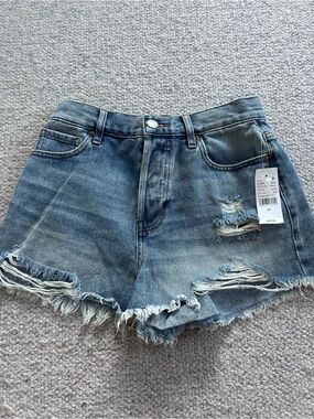 PacSun Washed Blue Distressed Denim Shorts